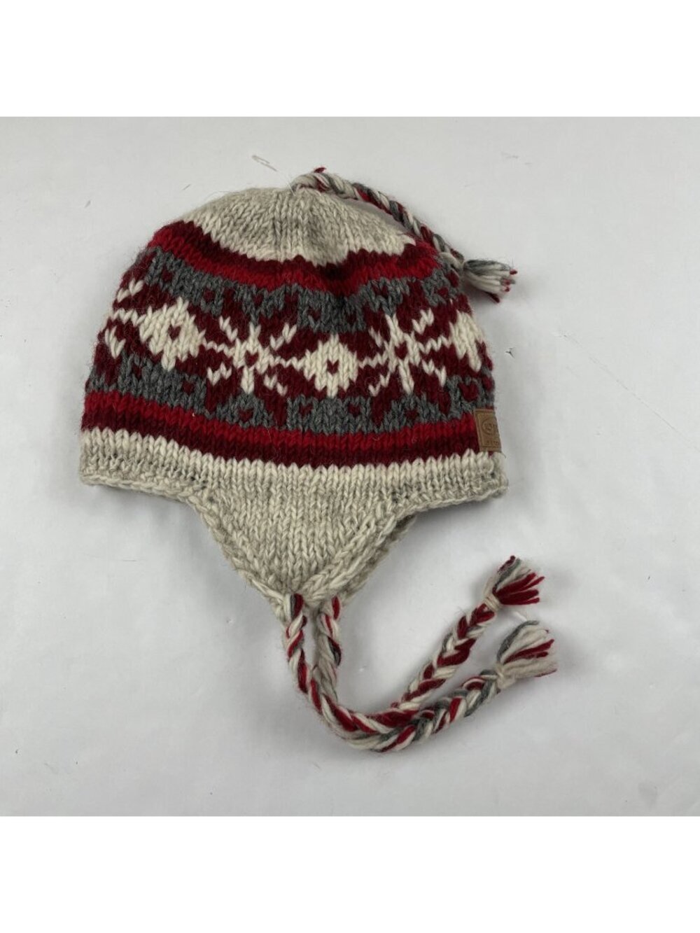 Kyler 100% Wool Beanie Knit Hat Ear Flaps Tassel Fleece Lined Made In Nepal